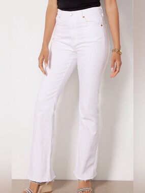 AG Jeans Alexxis Boot Vintage Fit High Rise Raw Hem Jeans White Size 28 34 Insea